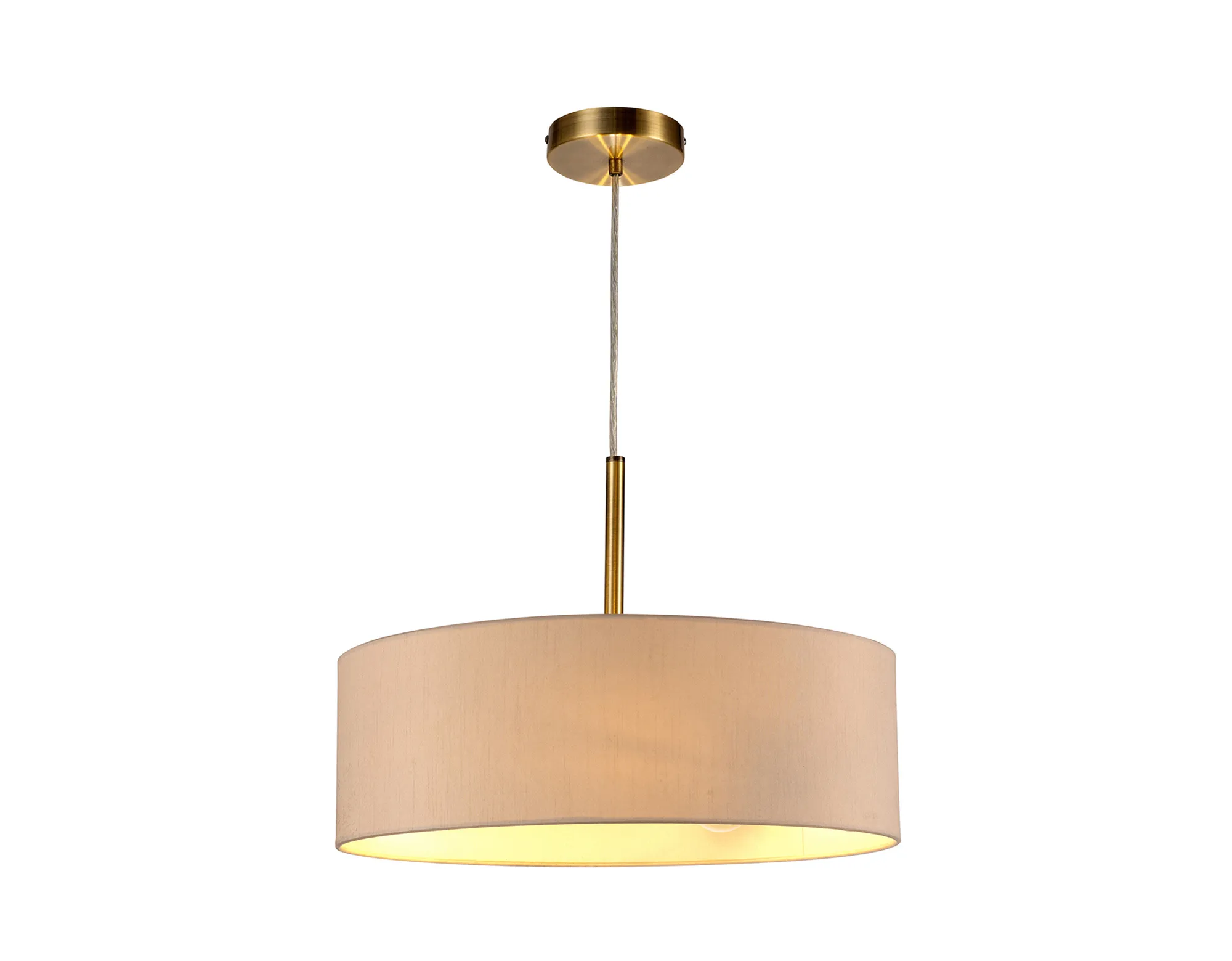 Baymont 45cm 3 Light Pendant Antique Brass, Nude Beige/Moonlight DK0705  Deco Baymont AB NU
